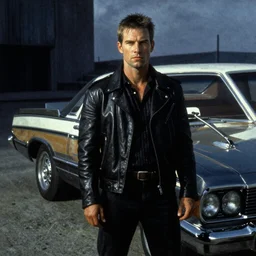 edward hopper painting, kitt knight rider, cinematic, harsh lighting, film photography, mad max fury road