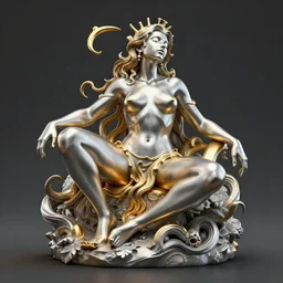 complex 3 d render, rendered in cycles, hedonism - centric, ultra detailed, focus on purpose, platinum and gold sculpture of gluttony, proportional, trending quality, digital art