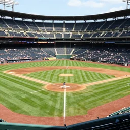 a Major League Baseball stadium with a 10 meter high outfield wall