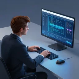 a consultant in a suit working on a computer, lying data and the consultant, dim volumetric lighting, 8 k octane beautifully detailed render, post - processing, extremely hyper - detailed, intricate, epic composition, calendar says monday, cinematic lighting, masterpiece, trending on artstation, detailed detailed detailed, masterpiece, stunning art, wonderful masterpiece, beautiful cinematic light