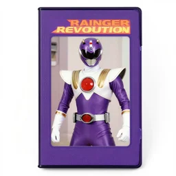 1 9 8 4 vhs cover art of “ purple rainger and the revolution ” tv series, featuring a photo of “ prince rogers nelson ” as a funky purple avant - garde sentai hero in a japanese tokusatsu action show, using guitar - based weapons to fight against ugly yokai villains, with paisley and lace and velvet aesthetic. high - quality high - resolution scan.