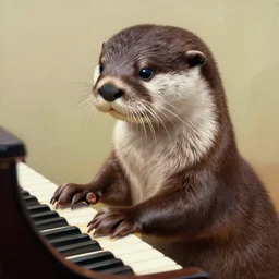 a highly detailed beautiful portrait of a otter playing piano, by norman bluhm