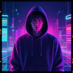 he - man in hoodie, portrait, vaporwave, synthwave, neon, vector graphics, cinematic, volumetric lighting, f 8 aperture, cinematic eastman 5 3 8 4 film