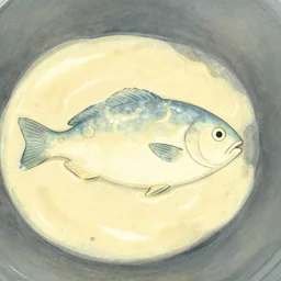 creamy fish by yoshitaka amano, style of shaun tan paul bonner