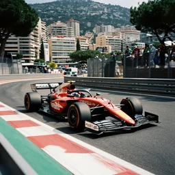 car race overtaking at monaco, 9 0 s, film grain, motorsports photography