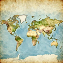 world map, style of a fantasy map