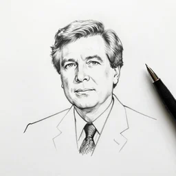 continuous single line drawing of jfk, pen on white paper