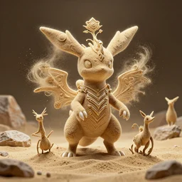 ( sand type pokemon ) creature in a rocky desert, backlit : by michal karcz, daniel merriam, victo ngai and guillermo del toro : ornate, dynamic, particulate, intricate, elegant, highly detailed, centered, artstation, smooth, sharp focus, octane render