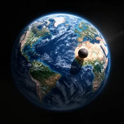 Digital art of Earth being hit by an asteroid