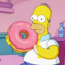 Homer Simpson eating a giant donut