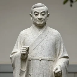 mr bean as a sun tzu stone statue