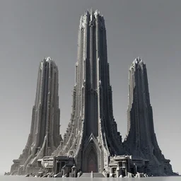 3 d sculpt of a thick cyberpunk futurist gothic architecture scifi tower inspired by the matrix, star wars, ilm, beeple, star citizen halo, mass effect, starship troopers, elysium, the expanse, high tech industrial, artstation unreal