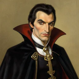 a highly detailed beautiful portrait of dracula, by gregory manchess, james gurney, james jean