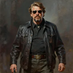 a full body high detail fantasy portrait oil painting illustration of Joseph Stalin as an action hero in sunglasses by Justin Sweet with face and body clearly visible, dramatic, action hero, 80s movie, artstation trending, high quality, photolab