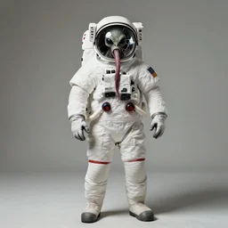 extremely detailed studio portrait of space astronaut, alien tentacle protruding from eyes and mouth, slimy tentacle breaking through helmet visor, shattered visor, full body, soft light, plain studio background, disturbing, shocking realization, award winning photo by yousuf karsh