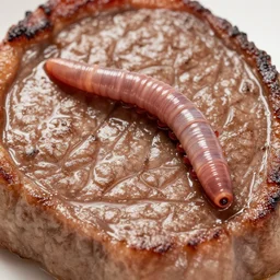 earthworm on a medium steak