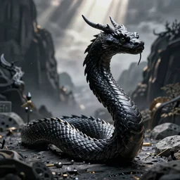 black dragon looking snake