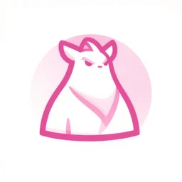 minimalist logo icon of a mongol warrior skunk, genghis khan skunk, victo ngai, kilian eng, pink and white color scheme artstation