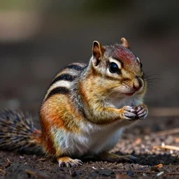 a dlsr canon shot of a cute colored furry chipmunk with rainbow fur, intense colors, hdr, photorealistic, ultrareal, zeiss lens, depth of field