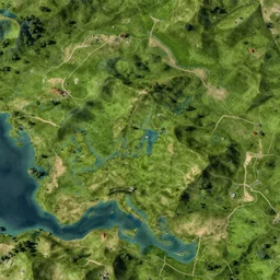 topview map, miniature photography closeup, h0, 1:87, Meadow, hills, highly detailed, satellite image, game map, anno 1404, monkey island, civilization, by tim hildebrandt, by rhads, megascans texture