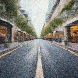 beautiful fuzzy photograph of an empty road in a shopping district