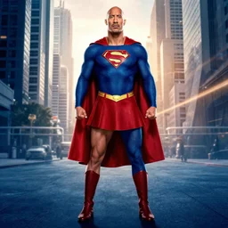 Dwayne The Rock Johnson plays supergirl in movie full body shot, epic movie poster
