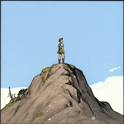 an illustration of a hermit atop a mountain by jean - jacques sempe,
