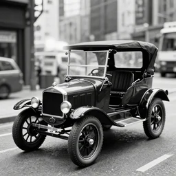 cyberpunk 1 9 0 8 model ford t by paul lehr, metropolis, vintage, solar, black and white photo
