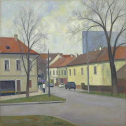 an edward hopper style painting of a ( ( ( ( ( ( ( ( miskolc, a city in northeastern hungary ) ) ) ) ) ) ) ), early - spring, march of 1 9 4 8