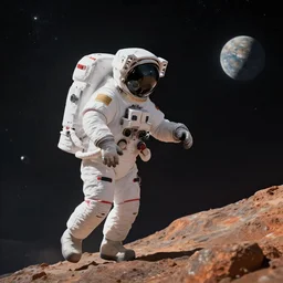 astronaut angel exploring an unknown planet of eden. octane render,4k, f32,55mm photography,wide angle