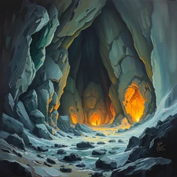 complex crystal mine, oil painting, by greg rutkowski