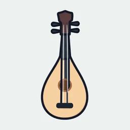 ui art icon of a lute, clean cel shaded vector art by lois van baarle