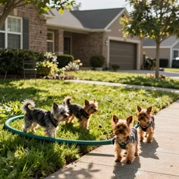 suburban yorkie family moving in new hose