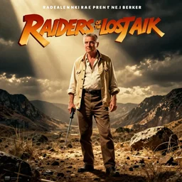 raiders of the lost ark, featuring mr. bean, movie poster in the style of drew struzan