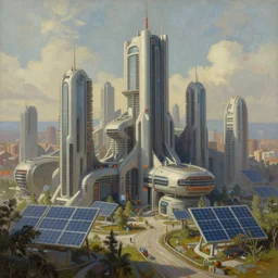 very detailed and perfectly readable fine and soft relevant out of lines soft edges painting, we see a futuristic punk solar city, nice lighting, perfect readability
