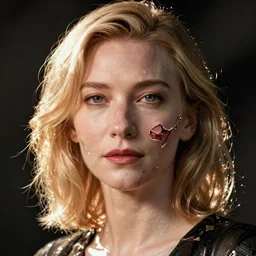 cate blanchet as the terminator, half torn face