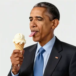 Obama missing half his jaw and licking ice cream, Greg Rutkowski
