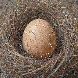 A hyperrealistic photo of an egg in a nest.