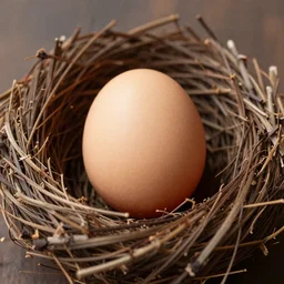 A hyperrealistic photo of an egg in a nest.