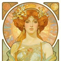 art nouveau portrait of the powerful empress of the solar system in the style of jean - honore fragonard and in the style of luis royo. glowing, ornate and intricate linework, stunning, dynamic lighting, ultrafine and hyperdetailed.