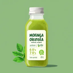 juice label, moringa oleifera, natural, organic, 6 0's, 7 0's, flat design, 8 k, illustration