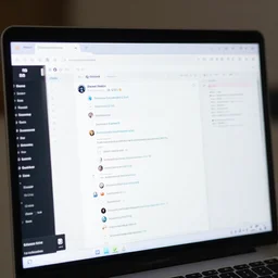 photograph of a laptop screen showing a fullscreen browser window with the discord chat open, 2 0 2 2