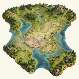 tabletop rpg fantasy world atlas, varied biomes, trending artstation, extreme detail, concept art