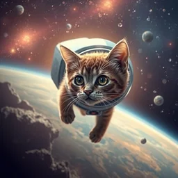 space cat returning home from his journey