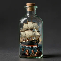 a ship in a bottle but instead of a ship it is jack nicholson in the bottle, painting by caravaggio, ruan jia, jakub rebelka, artgerm, greg rutkowski, edgar maxence