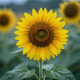a sad sunflower on a rainy day