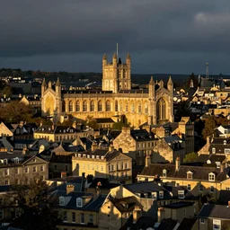 glow, photorealistic, the city of bath, post war