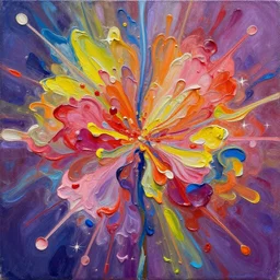 impasto acrylic painting by julia wood of a synesthesia flower explosion, beautiful and vivid
