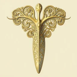 ornate floating symmetrical gladius, illustration, elegant, digital painting, art nouveau