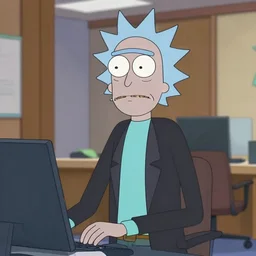 michael scott, the office show, film still, rick and morty style, cartoon by adult swim